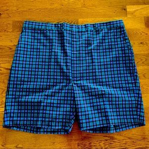 NWT Men’s Vintage Flat Front Blue Plaid Hubbard Golf Shorts Size 42
